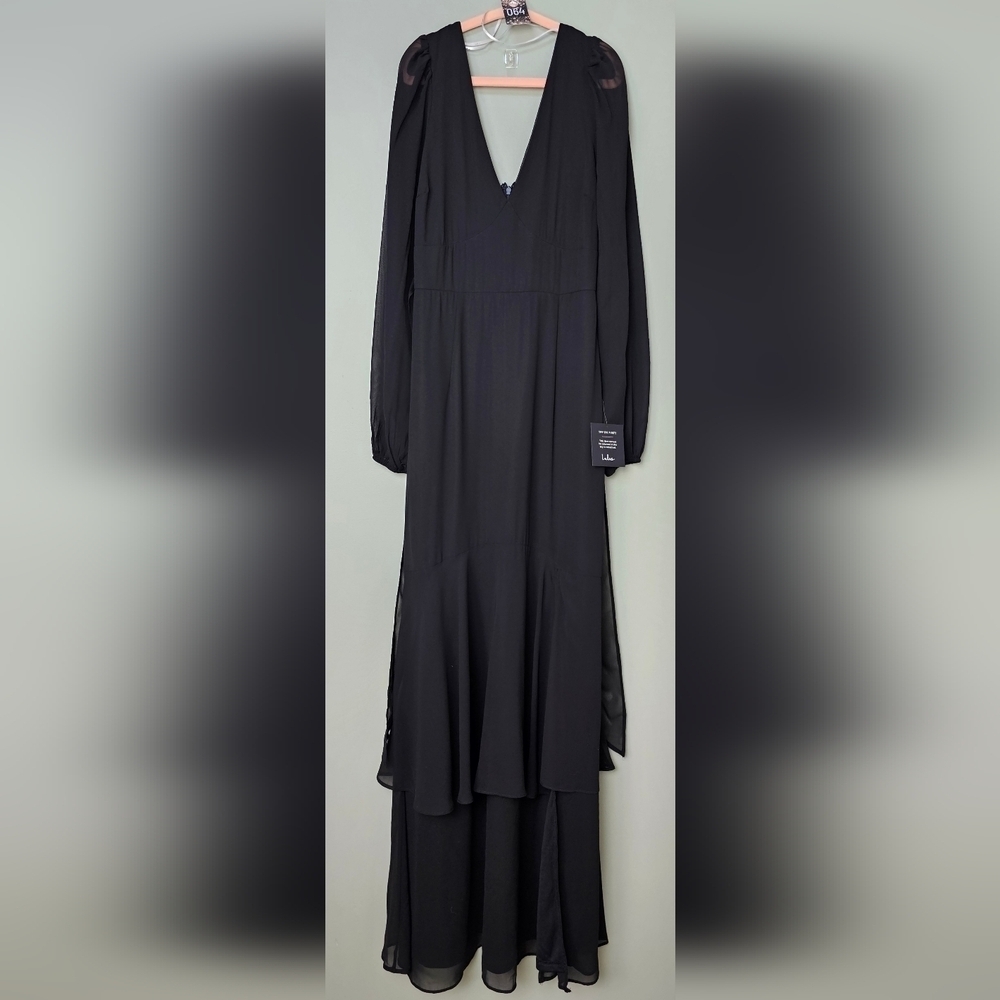 Lulus Tier Elegance Black Long Sleeve Tiered Maxi Dress, Size Small, NWT! - Picture 4 of 10